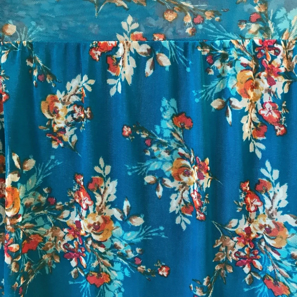 Coquette Bell Sleeve Blue Floral Top Kids Size Large 14 Cottage Fairy Girly